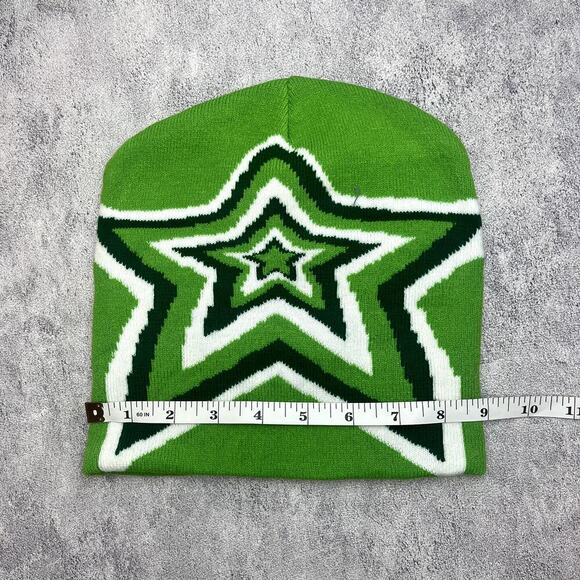 Y2k 2000s green star grunge beanie - Picture 3 of 7